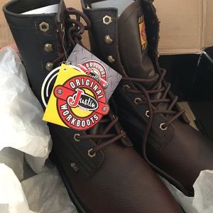 Justin lace up steel toe work boots